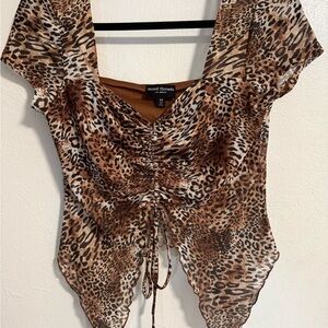 Wild Threads Leopard Print Ruched Blouse